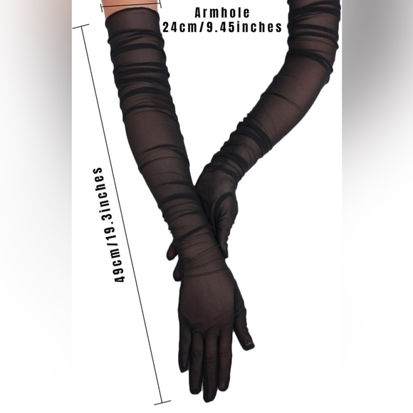 Elegant Long Black Sheer Gloves | Brand New - Picture 5 of 14